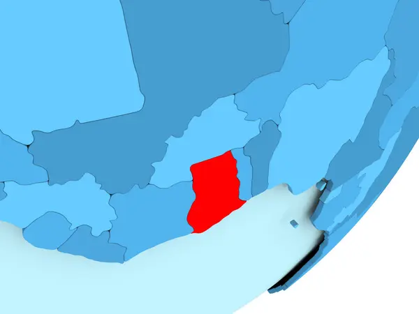 政治的蓝色地球上的加纳地图 — 图库照片