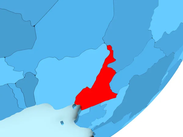 Mapa de Camerún en el mundo político azul — Foto de Stock