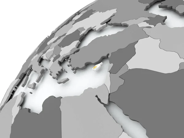 灰色の地球にキプロスの旗 — ストック写真