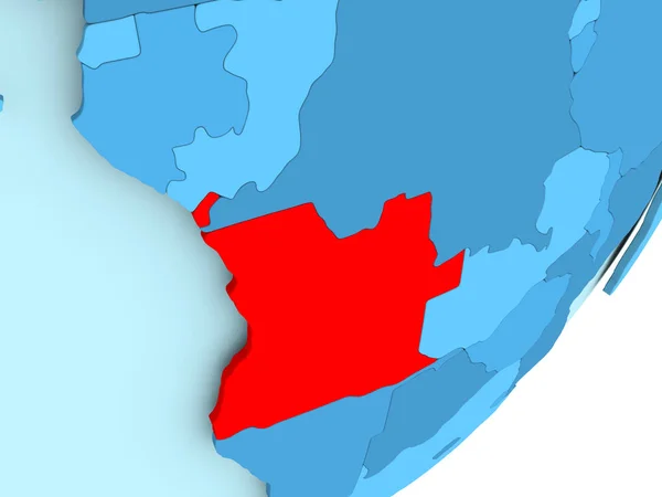 Kaart van Angola op blauwe politieke wereldbol — Stockfoto