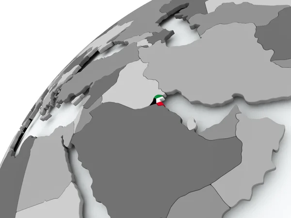 Bandiera del Kuwait sul globo grigio — Foto Stock