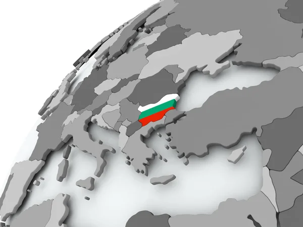 Bulgaristan bayrağı üzerinde gri Küre — Stok fotoğraf