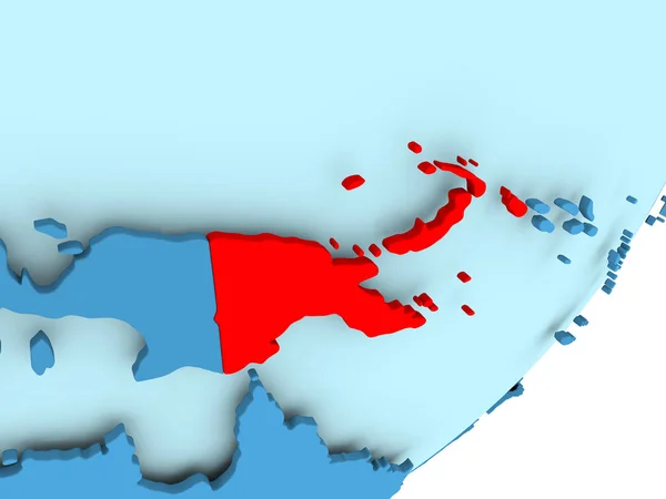 Карта Папуа - Новой Гвинеи на голубом политическом глобусе — стоковое фото