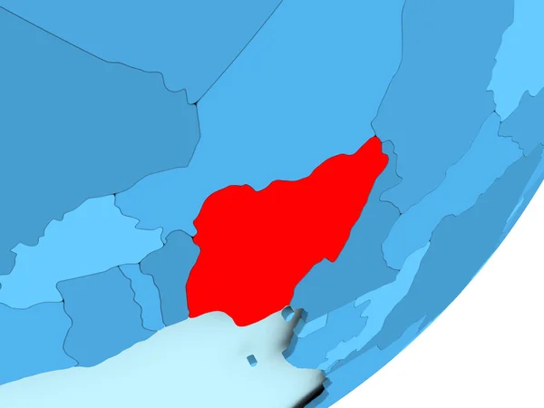 Карта Нигерии на голубом политическом глобусе — стоковое фото