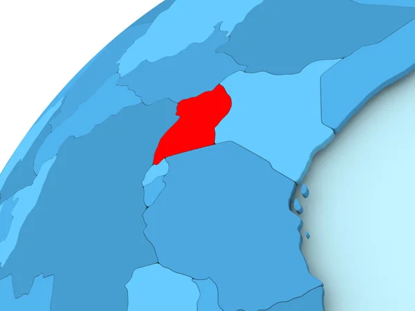 Уганда на синій глобус — стокове фото