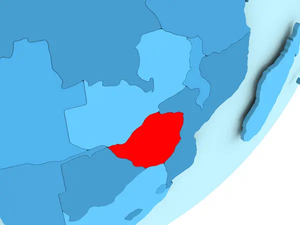ジンバブエの青の政治世界地図 — ストック写真