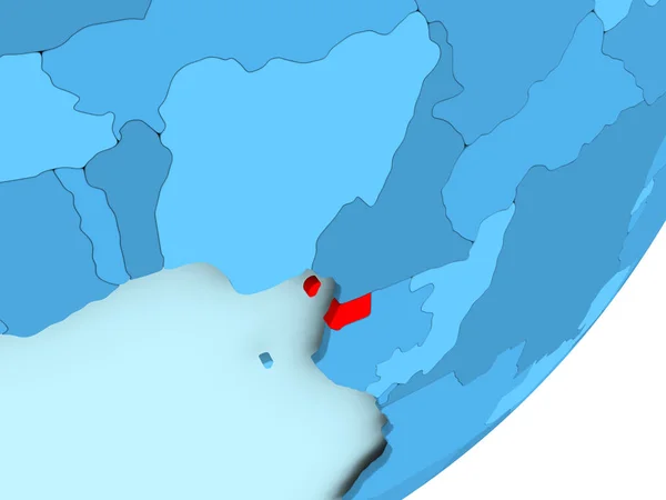 Mapa Rovníkové Guiney na modré politické globe — Stock fotografie