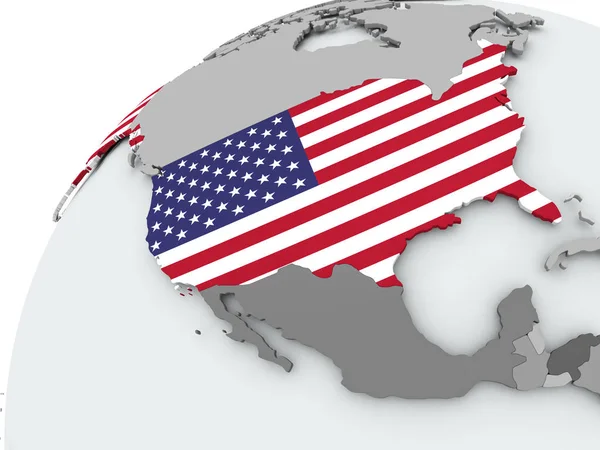 Flag of USA on grey globe — Stock Photo, Image