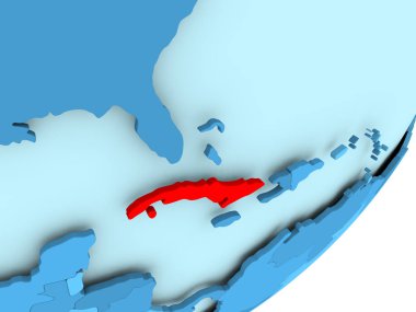 Küba Haritası mavi siyasi dünya üzerinde