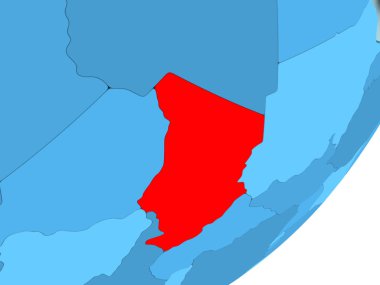 Çad'ın haritada mavi siyasi dünya