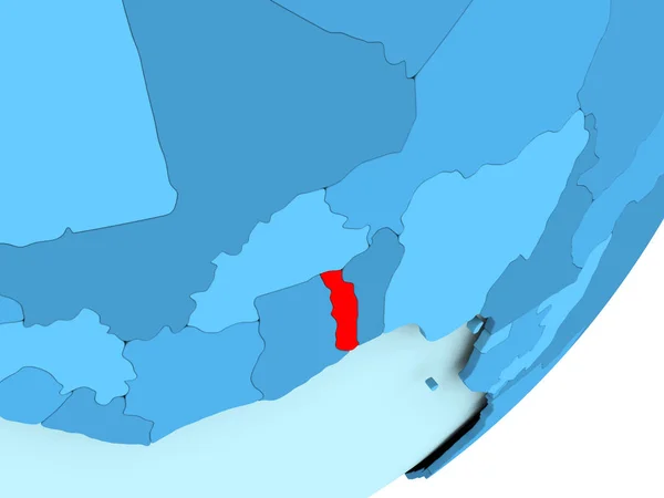 Map of Togo on blue political globe — Stock Photo, Image
