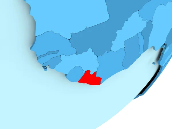 Mapa Libérie na modré politické globe — Stock fotografie