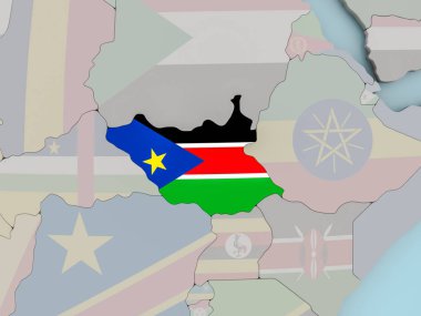 Güney Sudan bayrağı ile siyasi dünya üzerinde