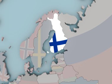 Finlandiya bayrağı ile siyasi dünya üzerinde