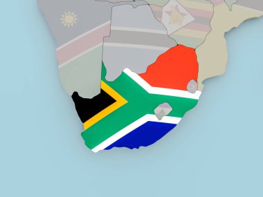 Güney Afrika bayrak ile siyasi dünya üzerinde