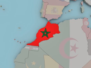 Fas bayrak ile siyasi dünya üzerinde