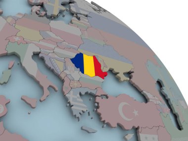 Romanya Haritası bayrak ile
