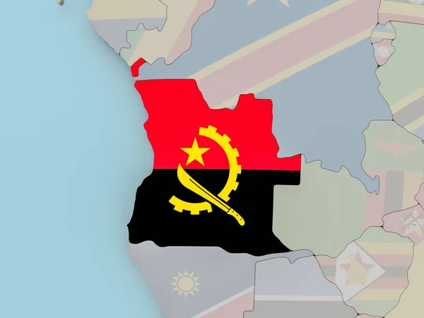 Ангола на політичні земної кулі з прапором — стокове фото