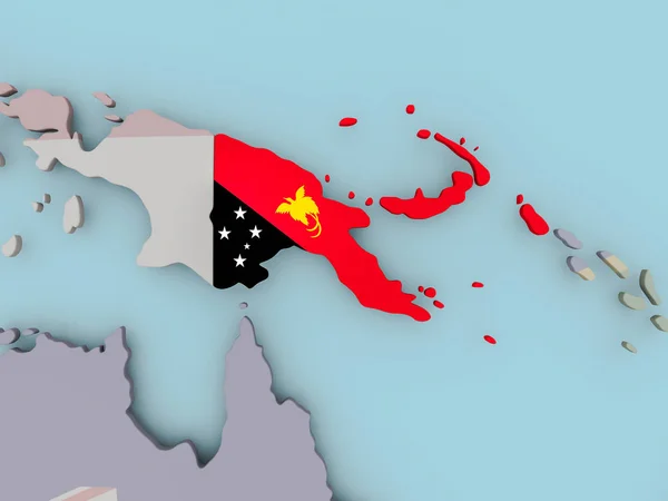 Papua-Nová Guinea na politické globe s vlajkou — Stock fotografie