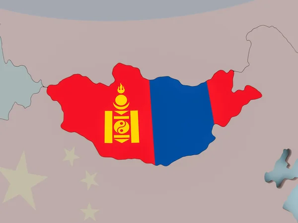 Mongolia on political globe with flag — Stock Photo, Image