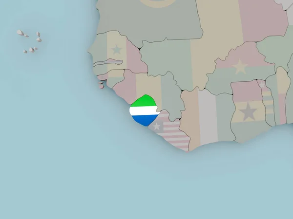 Sierra Leone op politieke wereldbol met vlag — Stockfoto