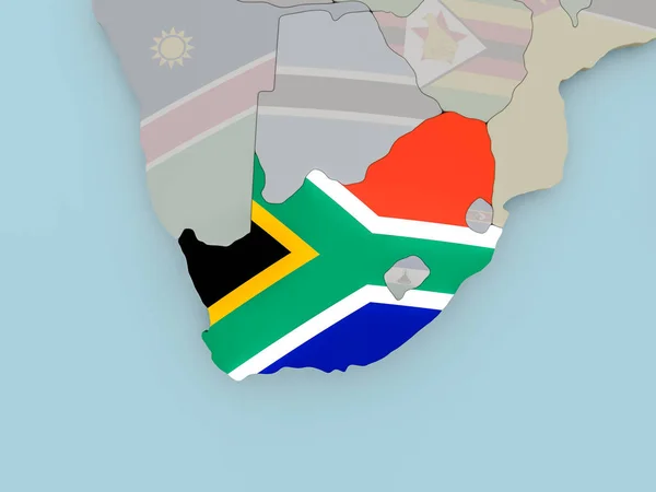 Südafrika auf politischem Globus mit Fahne — Stockfoto