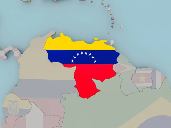 Venezuela sul globo politico con bandiera — Foto Stock