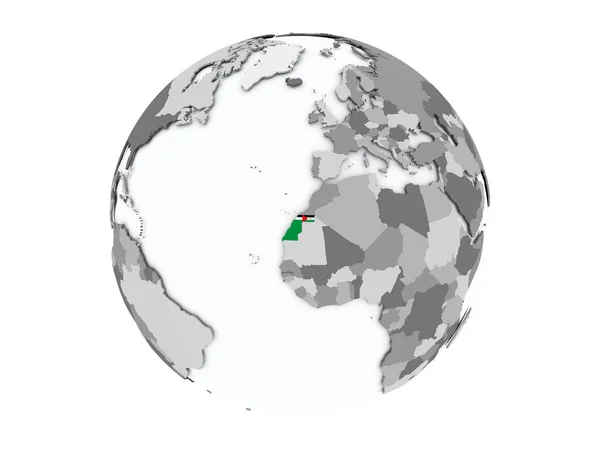 Western Sahara on globe isolated
