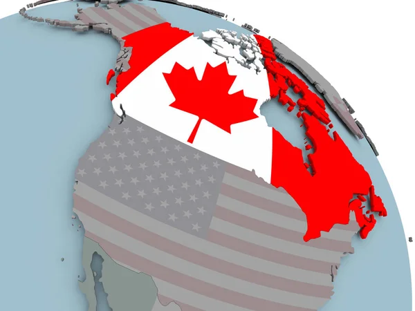 Mapa do Canadá com bandeira — Fotografia de Stock
