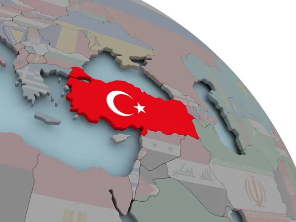 Mapa Turcji z flagą — Zdjęcie stockowe