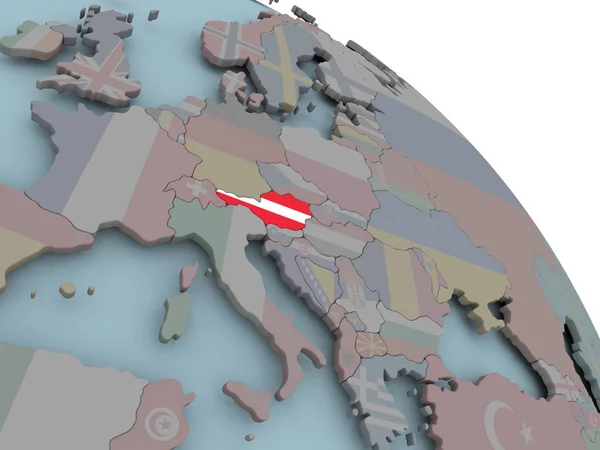 Mapa Rakouska s vlajkou — Stock fotografie