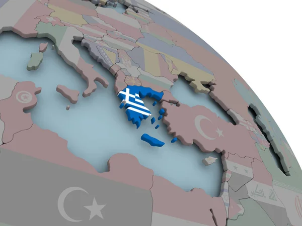 Kaart van Griekenland met vlag — Stockfoto