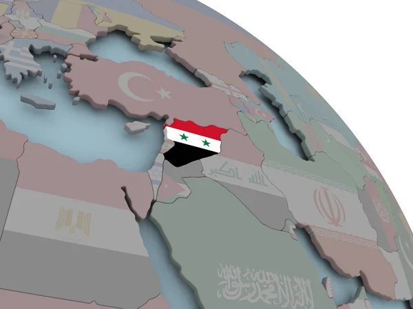 Mapa z Syrii z flagą — Zdjęcie stockowe