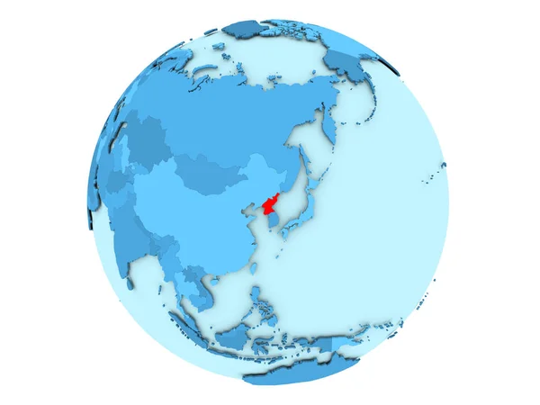Nordkorea auf blauem Globus isoliert — Stockfoto