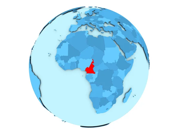 Kameroen op blauwe wereldbol geïsoleerd — Stockfoto