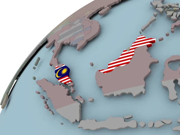 Malezya Haritası bayrak ile — Stok fotoğraf