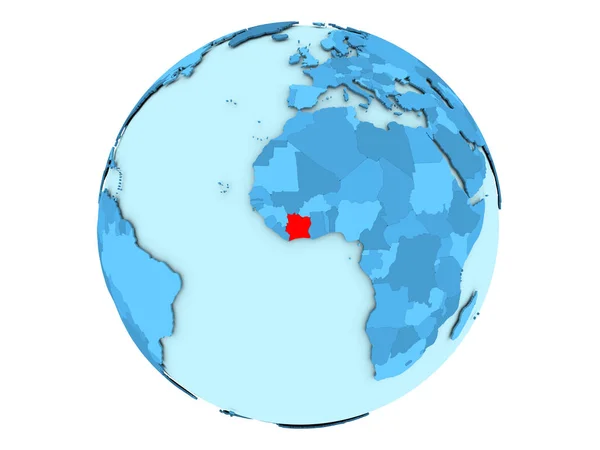 Costa do Marfim no globo azul isolado — Fotografia de Stock