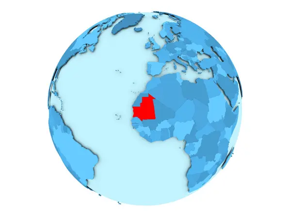 Mauritania su globo blu isolato — Foto Stock