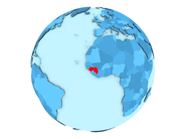 Guinea sul globo blu isolato — Foto Stock