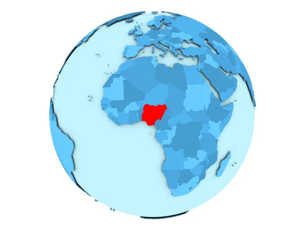 Nigeria on blue globe isolated — Stock Photo, Image