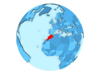 Fas izole mavi dünya üzerinde