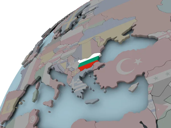 Karta över Bulgarien med flagga — Stockfoto