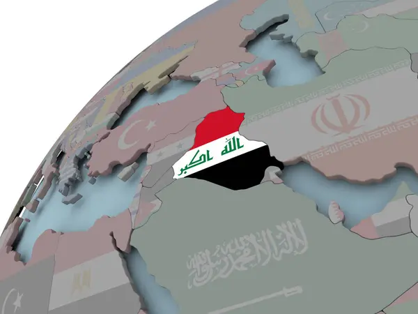 Mapa do Iraque com bandeira — Fotografia de Stock