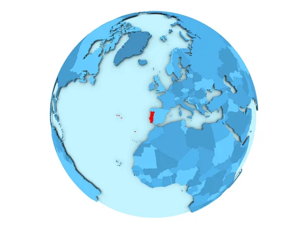 Португалия на голубом глобусе — стоковое фото