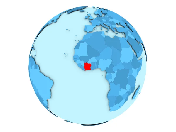 Кот-д'Івуар на синій земної кулі, ізольовані — стокове фото