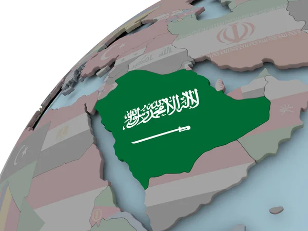 Karte von Saudi Arabien mit Flagge — Stockfoto