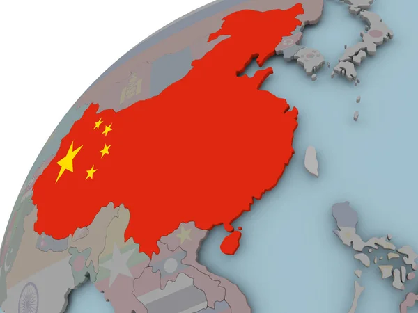 Map of China with flag — Stock Photo, Image