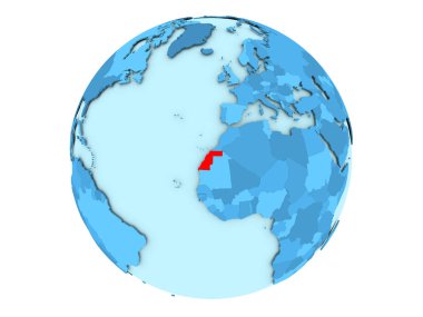 Batı Sahra izole mavi dünya üzerinde