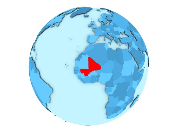 Mali em globo azul isolado — Fotografia de Stock