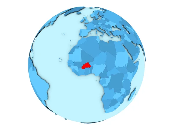Burkina Faso on blue globe isolated — Stock Photo, Image